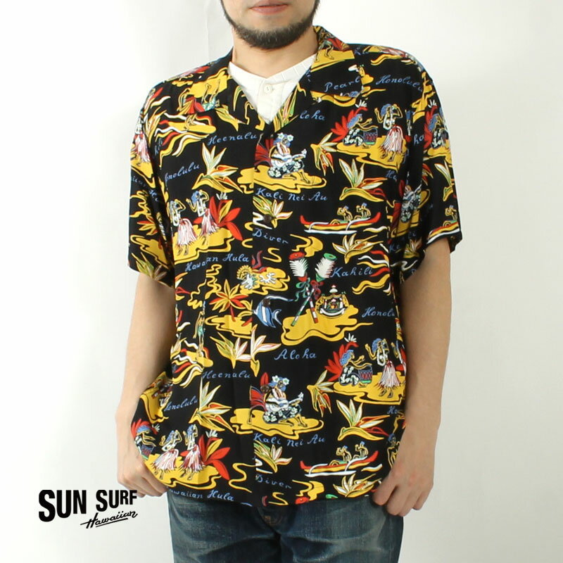 楽天市場】サンサーフ アロハ（カラーブラック）（トップス｜メンズ