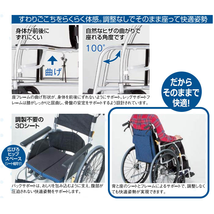 楽天市場】【日進医療器】らくらく3Dバックサポート採用車いす