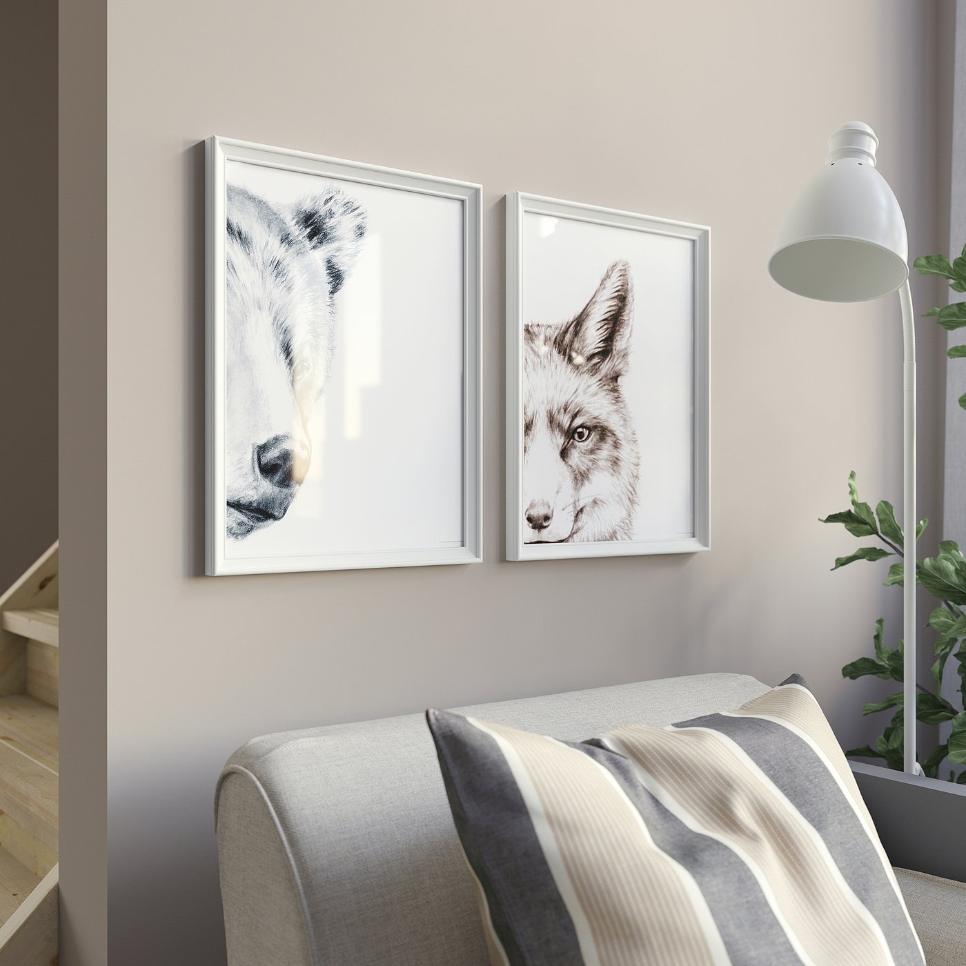 BILD ビルド ポスター, クマ&キツネ, 30x40 cm - IKEA