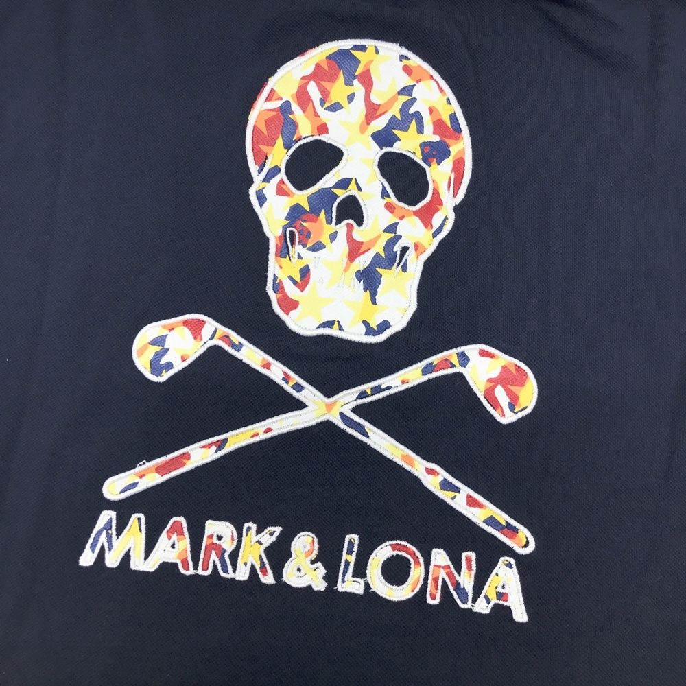 MARK&LONA スカル刺繍 ネイビー ポロシャツ Mサイズ MARK&LONA スカル