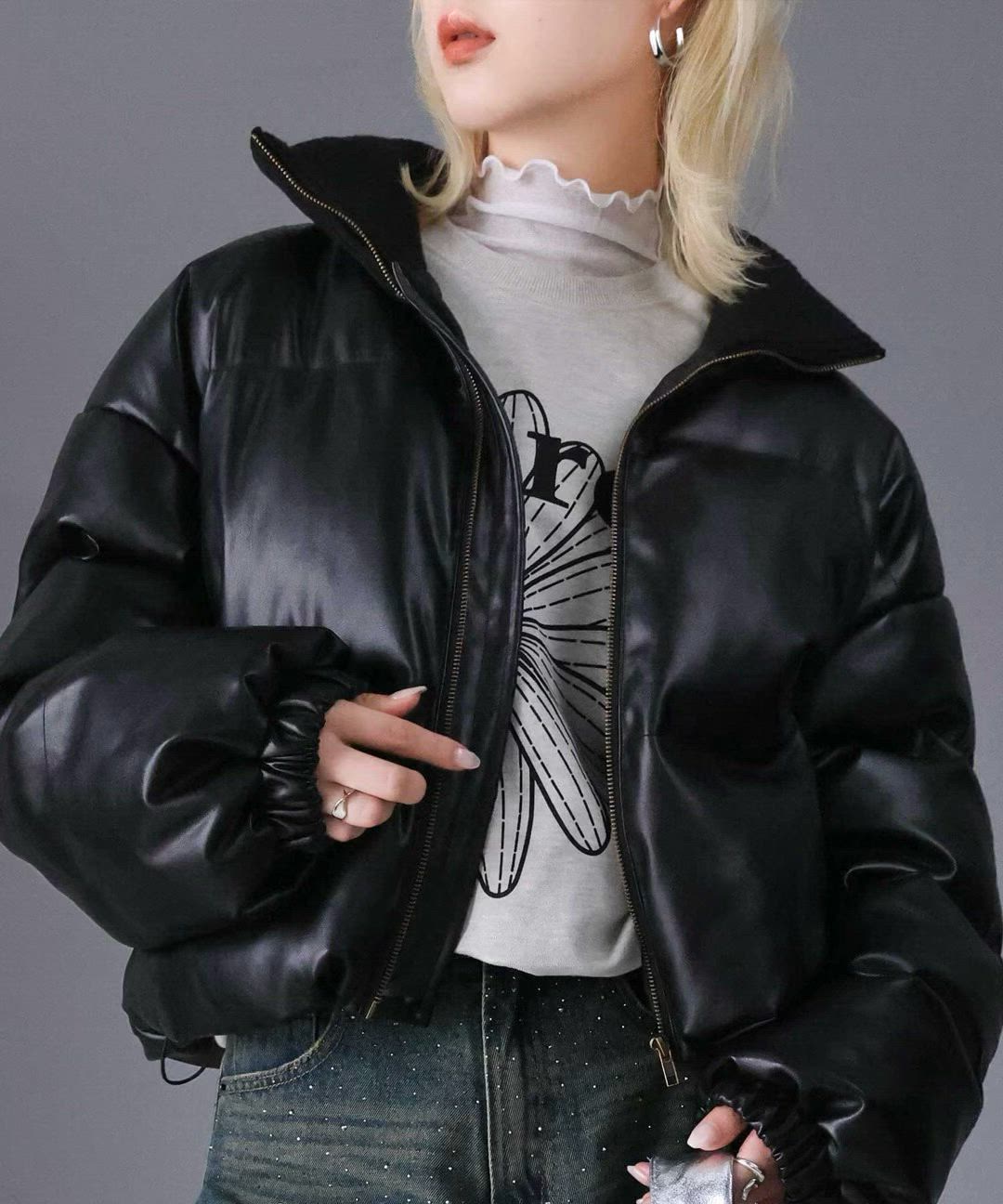 セール】【mily bilet】甘辛な雰囲気でお洒落上級者に。裾ドロスト付き