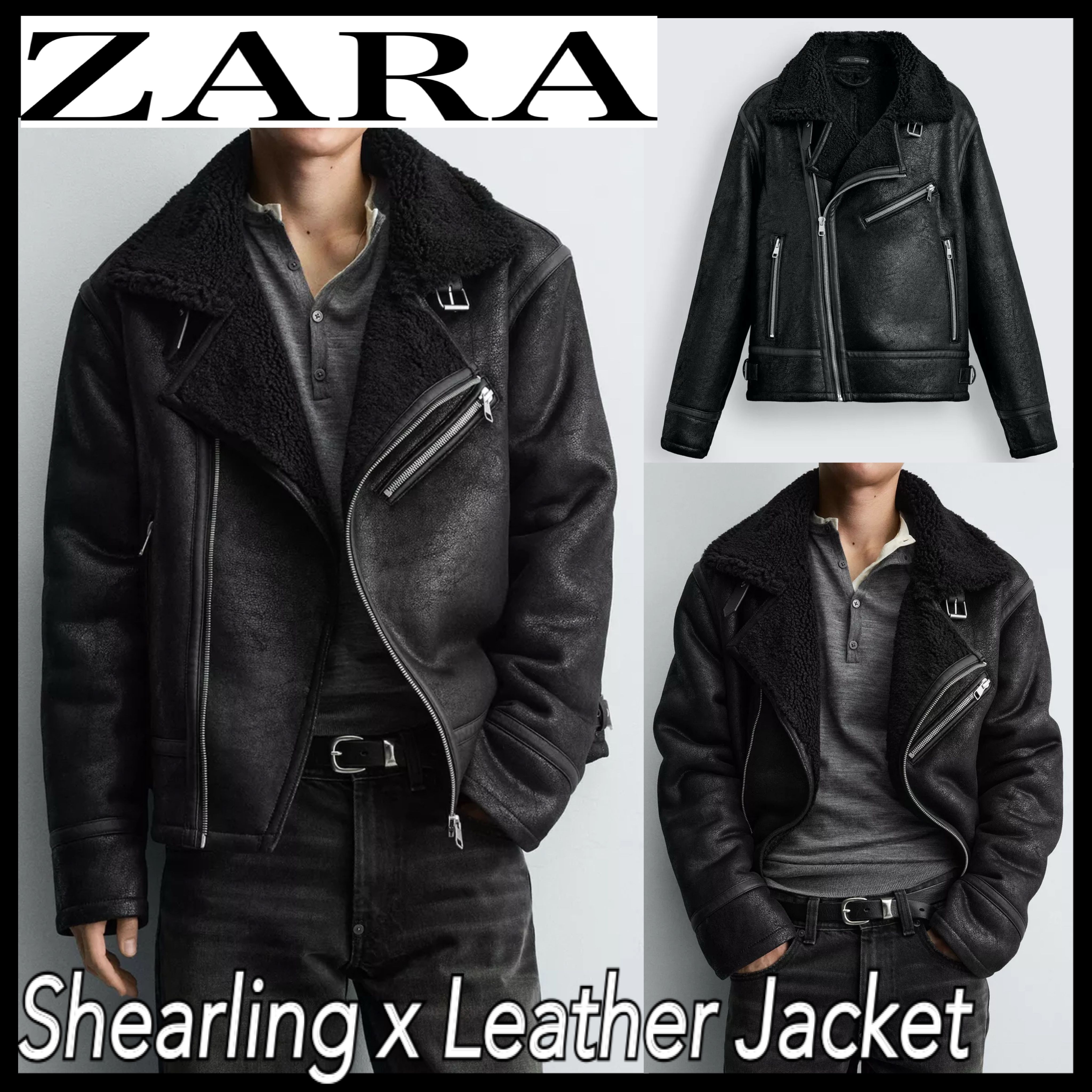 送関込み☆ZARA/ザラ☆定番 裏地ボアxフェイクレザージャケット (ZARA