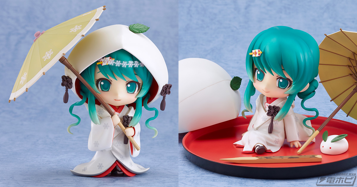 2013年の雪ミク「ねんどろいど 雪ミク いちご白無垢Ver.」が再販！番傘