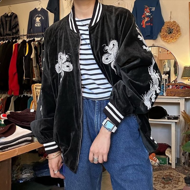 ブラックベロアスカジャン | CUSTOM FEVER