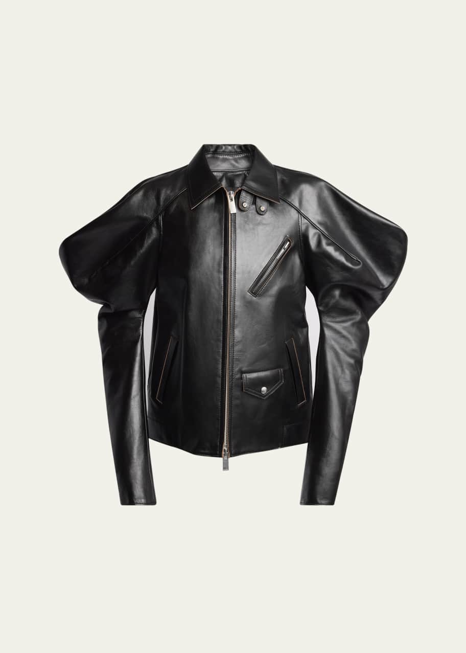 SACAI Wide Sleeve Leather Jacket - Bergdorf Goodman