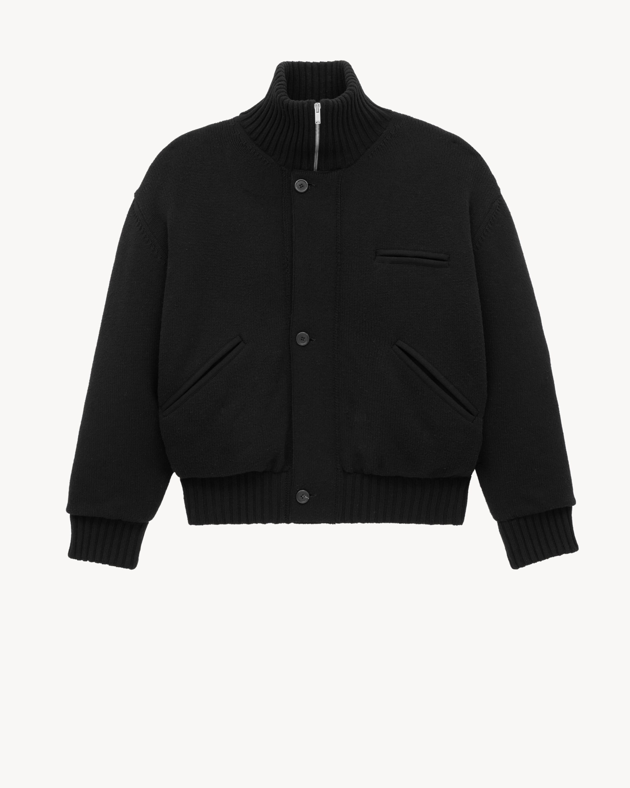 cardigan jacket in wool in Black | Saint Laurent | YSL EN-FI