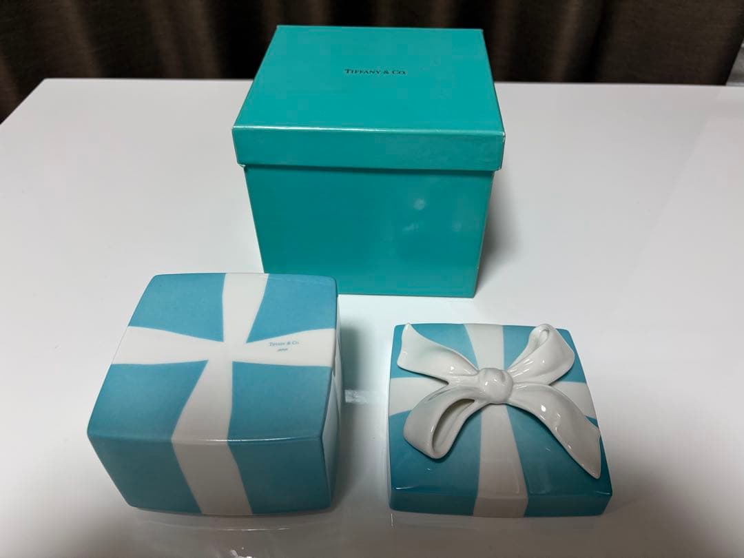 Tiffany & Co. リボン付き小物入れセット TIFFANY&Co.（ティファニー） 未使用品 ミニ ブルー ボウ ボックス