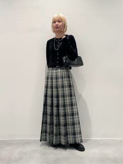 チェック プリーツロングスカート